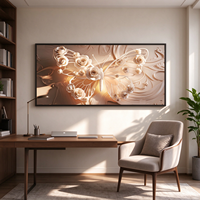 Tableau mural contemporain en toile avec cadre en bois, texture blanche, motif animalier, peinture à l'huile Wabi-Sabi, décoration de luxe pour salon et chambre à coucher