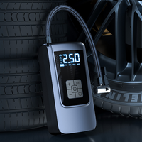 Inflador de Neumáticos Portátil para Auto Hongseen con Luz LED de 7.4V/12V, Batería de 6000mAh, Plástico Gris Suave para Empaque