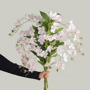 Alta calidad 2 tenedores tela de seda flores de jazmín artificiales <span class=keywords><strong>Malus</strong></span> <span class=keywords><strong>Spectabilis</strong></span> para decoración de boda fiesta hogar centro de mesa - Product Image 4