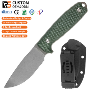 Couteau de chasse tactique à lame fixe pleine longueur en acier 8Cr13MoV avec manche en lin, logo personnalisé OEM, pour la survie en bushcraft, avec étui K - Product Image 1
