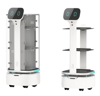 Robot de livraison de nourriture intelligent, charge utile de 45 kg, 3 plateaux, navigation laser et visuelle, autonomie de 8 heures pour les restaurants