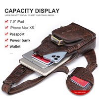 Sac bandoulière motif crocodile pour homme, sac messager en cuir véritable pleine fleur, sac de poitrine en cuir de vachette