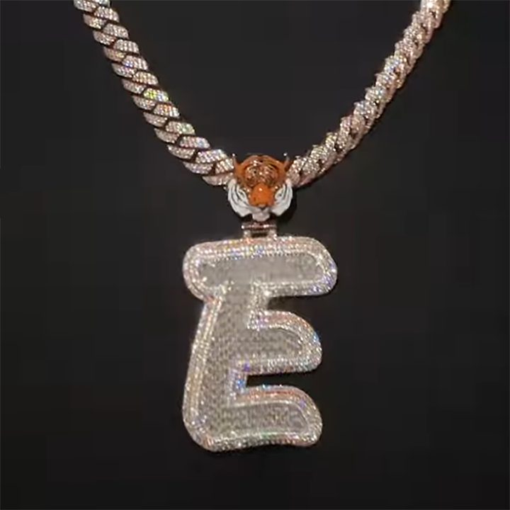 925 Sterling Silver Rapper Initial Name Pendant Men Hip Hop 