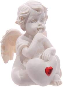 Chérubin blanc Assis avec Coeur Rouge Bijou Ange - Product Image 2