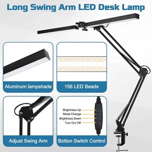 Lampe de bureau LED à double pince TD05 avec veilleuse, abat-jour <span class=keywords><strong>blanc</strong></span> pour étude et protection des yeux, en métal noir, fabriquée en Chine - Product Image 2