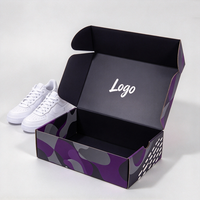 Boîte d'expédition en carton ondulé noire, pliable, en matériaux recyclés, avec logo imprimé personnalisé, pour bougies et chaussures