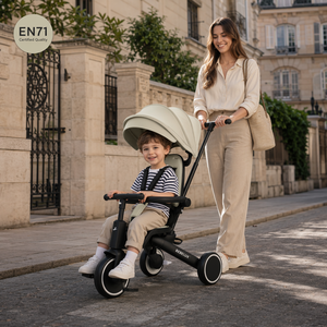 Tricycle enfant <span class=keywords><strong>BEBELUX</strong></span> 8 en 1 personnalisé ODM, conforme REACH, mobilité urbaine haute performance, conversion sans outils, pliable, en alliage d'aluminium, garantie 1 an - Product Image 1
