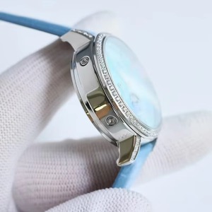 Reloj de Lujo de Edición Limitada Personalizado, Mecánico, Automático, con Fase Lunar, Calendario Perpetuo, Caja Plateada, Esfera Azul MOP - Product Image 3