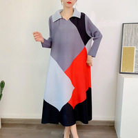 Nouvelle Robe Longue Plissée Imprimée pour Femme 2026, Grande Taille, Ample et Élastique, Couleurs Assorties, Style Simple