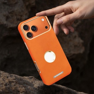 Funda Magnética de Cuero PU de Alta Calidad con Logotipo Hueco para iPhone 17 13 14 15 16 Pro Max 17 Air, Cubierta Protectora con Marco Plateado - Product Image 5
