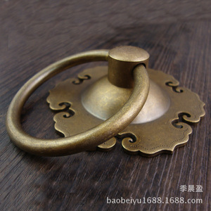 Chinese Antique Style <b>Copper</b> Ring Handle For Cabinet Door Decorative Pull <b>Knob</b> - Product Image 2