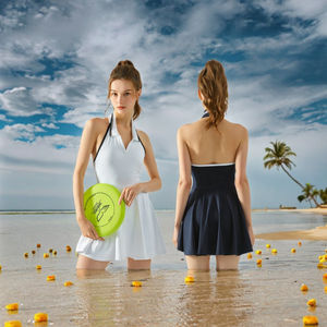 <b>Women's</b> One Piece Tennis <b>Dress</b> Breathable Halter Neck Outdoor <b>Sports</b> Clothing with Front Logo Wholesale Unisex tennis apparel - Product Image 3