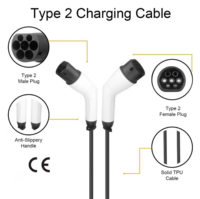 Kabel Pengisi Daya EV Tipe 2 Dual Head 16A 3.5kW Charger Kendaraan Listrik Portabel Kabel TPU Logo Kustom