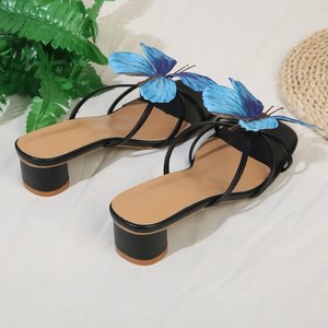 325 Niche Multi-color Design Sexy butterfly One Line High <b>Heels</b> 2026 New fairy Temperament Coarse <b>Heel</b> Sandals - Product Image 5