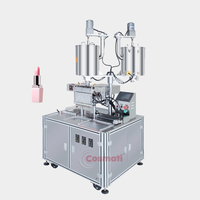Ligne de production semi-automatique de rouges à lèvres en gros, machine à rouges à lèvres, contrôle PLC, 5-6 moules/min, pour poudre plastique