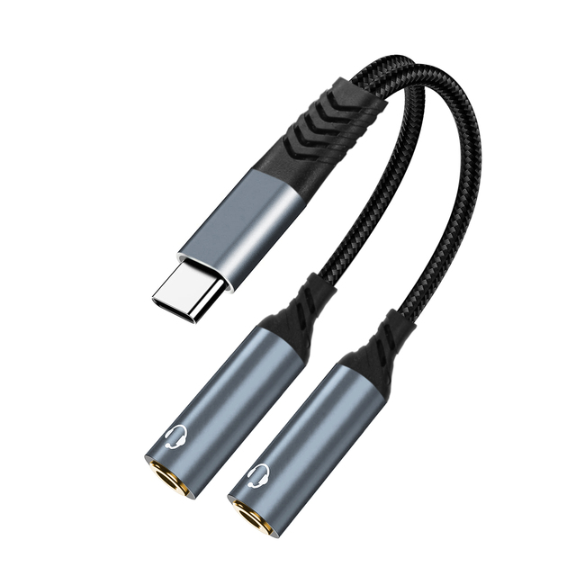 Factory Wholesale USB C to Dual 3.5mm Female Headphone Splitter Type C to Double 3.5mm Female Headphone Cable