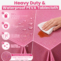 Nappe en PEVA rose bonbon scintillante, imperméable, jetable, rectangulaire, en plastique, pour le dîner de Thanksgiving, les événements et les repas