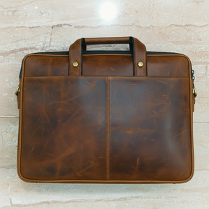 Bolso de cuero genuino 100% Resistente al agua Calidad duradera Bolso de cuero puro para computadora portátil Cremallera con paneles Venta caliente Bolso de oficina - Product Image 1