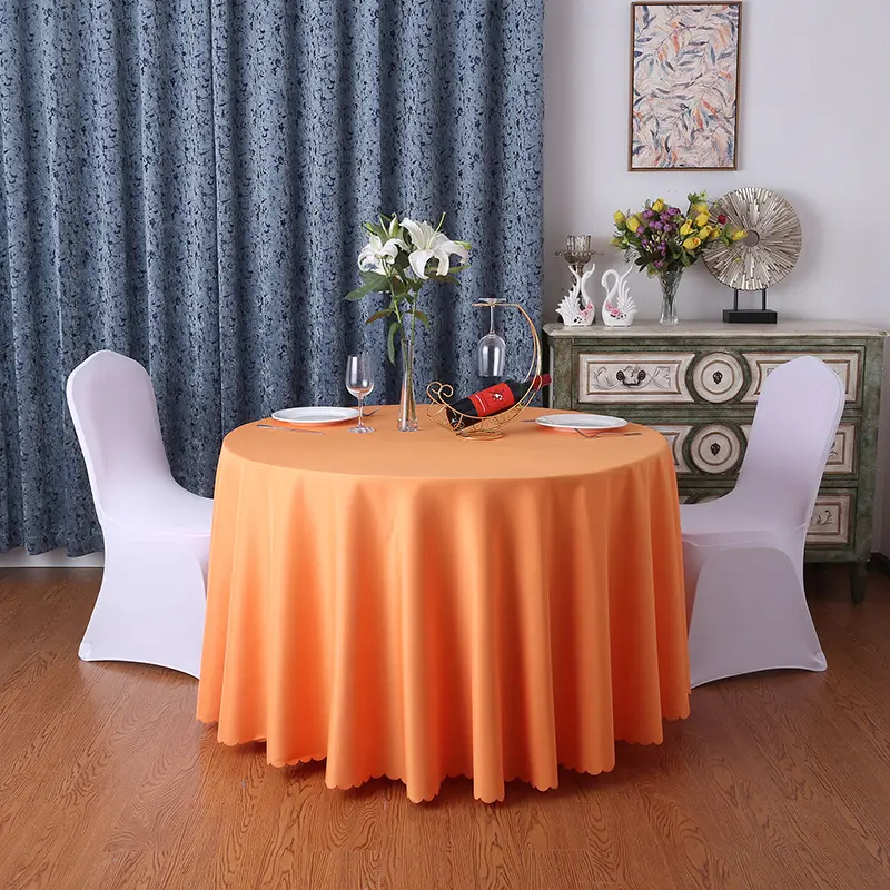 Wholesale hotel dining tablecloth banquet restaurant grand round restaurant solid color wedding table cloth
