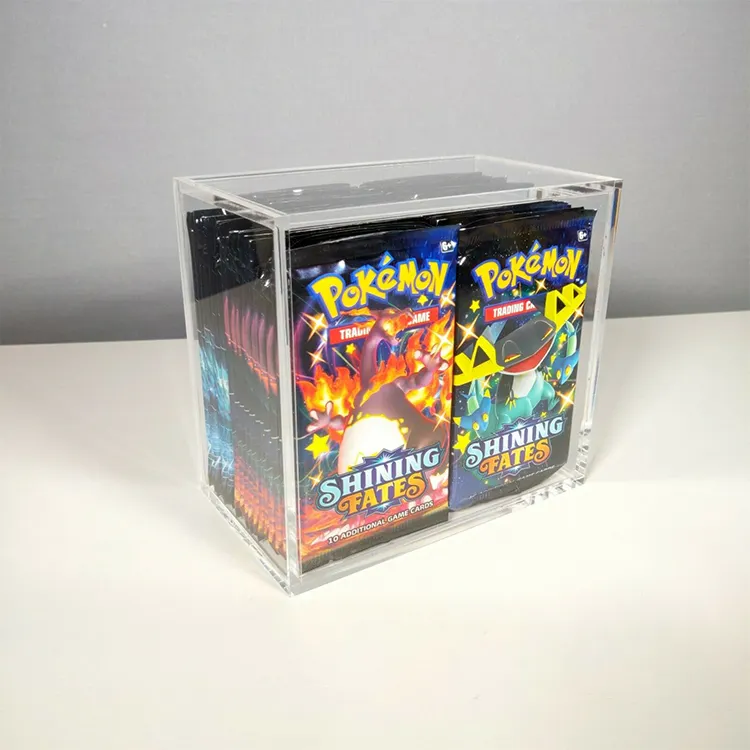 Factory Custom Magnetic Lid Japanese Pokemon Acrylic Booster Box Case Acrylic Box Frame