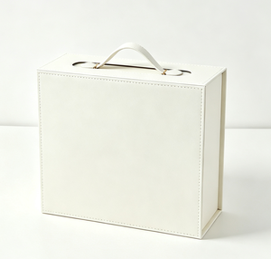 White PU Leather <b>Gift</b> Box with Handle Luxury Packaging for <b>Gift</b> Sets - Product Image 1