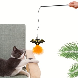 Jouet interactif pour chat : Canne à pêche amusante avec plumes, araignée et lanterne citrouille pour Halloween - Product Image 4