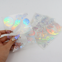 Autocollants transparents auto-adhésifs en PVC personnalisés, feuille de film autocollant holographique pour impression de logo Kiss Cut