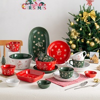 Service de table en céramique nordique motif bonhomme de neige de Noël, bols à riz gaufrés de style élégant, tasses domestiques, assiettes à steak pour table de fête