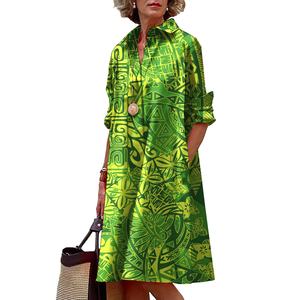 <span class=keywords><strong>Vestido</strong></span> de novia Tallas grandes Polinesia Tribal Impreso Maxi Vestidos Mujeres Casual Samoan Camisa Vestidos para fiesta - Product Image 1