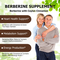 Cápsulas de Berberina Más Vendidas, 1500 MG, con Canela de Ceilán, Apoyo para el Metabolismo Cardíaco, Energía, Producción de Energía, Digestión