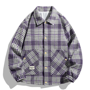 Veste décontractée pour <span class=keywords><strong>homme</strong></span> à <span class=keywords><strong>carreaux</strong></span> pied-de-poule classique, coupe ample, style rétro streetwear, col rabattu, boutonnée - Product Image 3