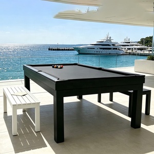 Table de billard extérieure moderne noire, table de billard en aluminium et ardoise de 8 pieds pour villa au bord de la piscine CS-OU03, table de billard extérieure en aluminium de 8 pieds - Product Image 1