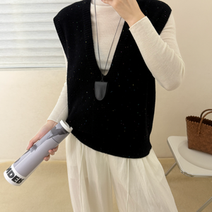 Printemps Nouveau Gilet Tricoté Femme <span class=keywords><strong>Pull</strong></span> Col V <span class=keywords><strong>Pull</strong></span> Gilet Sans Manches Top - Product Image 2