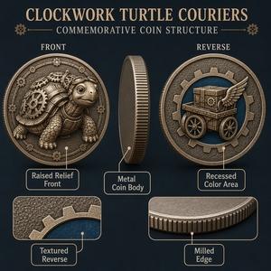 Moneta Commemorativa Personalizzata con Rilievo 3D in Lega di Zinco, Tartaruga a Molla, Moneta Souvenir con Scatola Regalo, Nessun MOQ - Product Image 4