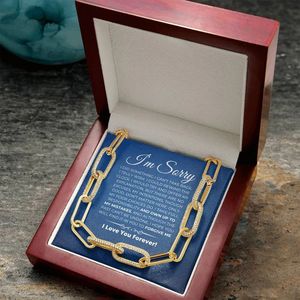Collar de Eslabones de Papel Dorado con Tarjeta de Texto Personalizado - Regalo de San Valentín para Ella, para Pedida de Perdón y Compasión - Product Image 5