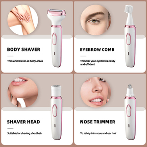 Set Multifunzione 4 in 1 per Depilazione Bikini, Epilatore Impermeabile per il Corpo, Rasoio Elettrico Ricaricabile Indolore per Donna - Product Image 4