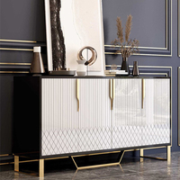 Table console moderne en acier inoxydable avec plateau en verre trempé et meuble de rangement en bois de luxe à 4 tiroirs pour salon et chambre