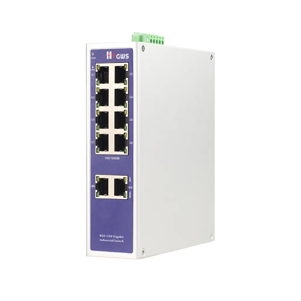 Industrieller ethernet 8 Ports und 2 1000M RJ45-Port industrieller Gigabit-POE-Schalter