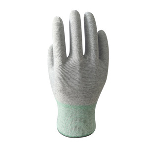 Guantes de trabajo antiestáticos, material de fibra de carbono, 13 puntadas, texturizados, palma completa, antideslizantes, para reparación de automóviles, protección para mecanizado - Product Image 1