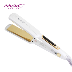 Lisseur de cheveux en titane haut de gamme MAC Styler, <span class=keywords><strong>fer</strong></span> à <span class=keywords><strong>lisser</strong></span> électrique blanc or, 5 niveaux de chaleur réglables avec affichage LED, chauffe rapide, usage domestique - Product Image 1