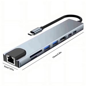 Type-C Expansion <b>USB</b> <b>HDMI</b> Ethernet Adapter Computer <b>Converter</b> 8-in-1 Docking Station - Product Image 2