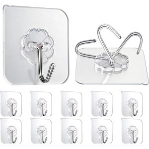 ตะขอแขวนผนังใสแบบไม่ต้องเจาะ ติดแน่น ไม่ทิ้งรอย ขายส่งยอดนิยม ใช้ได้กับเสื้อโค้ท ห้องครัว ห้องน้ำ หรือประตู - Product Image 1