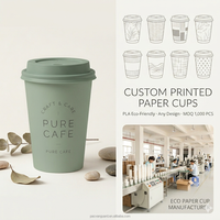 Gobelet en papier kraft compostable enduit de PE, anti-fuite, pour cappuccino et flat white, prix usine, OEM disponible