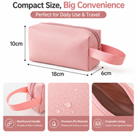 Sac cosmétique intégré en PU, trousse de toilette de voyage légère et portable à double fermeture éclair multi-compartiments pour femmes, rangement de maquillage