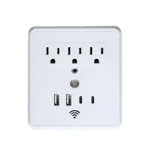 WiFi Remote Control Outlets, Smart Plug with 4 Type A +C USB Charging, Night Light, Compatible with Alexa & Google Assistant
