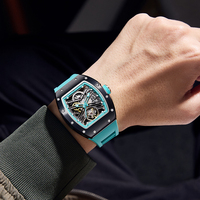 CHANCE 9-190G-13 Boîtier en acier de luxe de haute qualité cadran creux montre automatique 30m étanche lumineux bracelet en silicone montre pour hommes