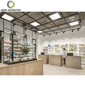 Modern Pharmacy Shops Interior Design Custom Metal Pharmacy <b>Shelves</b> Wood Pharmacy Display Cabinet For Medical Shop Furniture - Product Image 3