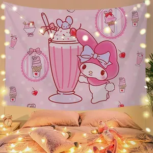 90-200cm Sanrio Cute Comic Tapestry Background Cloth Hanging Decoration Kuromis Girl Dormitory Bedroom Cinnamorolled Sanrios