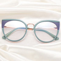 Cat Eye TR90 métal personnalisé surdimensionné Anti lumière bleue lunettes cadre 2024 mode lunettes coloré lunettes cadre femmes