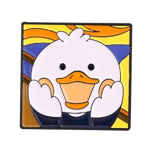 Broche en forme de canard à double canon, style peinture à l'huile rétro de <span class=keywords><strong>Van</strong></span> <span class=keywords><strong>Gogh</strong></span>, badge en métal, décoration d'épingle, matériau principal : artisanat en métal - Product Image 4